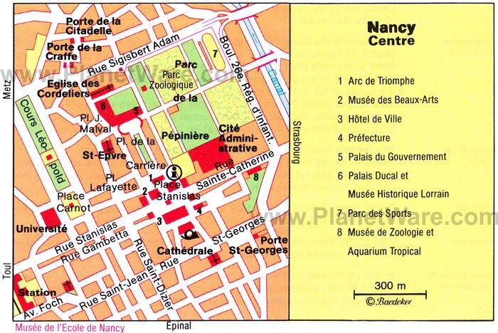 Nancy Stadtkarte - Touristenattraktionen
