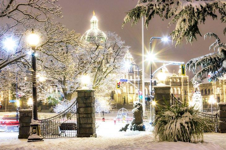Victoria couverte de neige, Colombie-Britannique