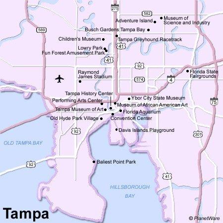 Mapa de Tampa - Atracciones Turísticas