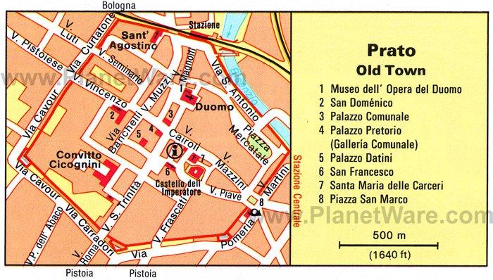 Mapa de Prato - Atracciones turísticas