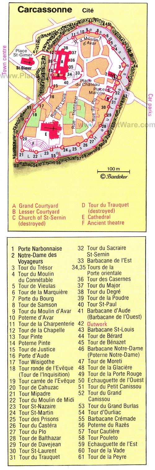 Carcassonne Karte - Touristenattraktionen