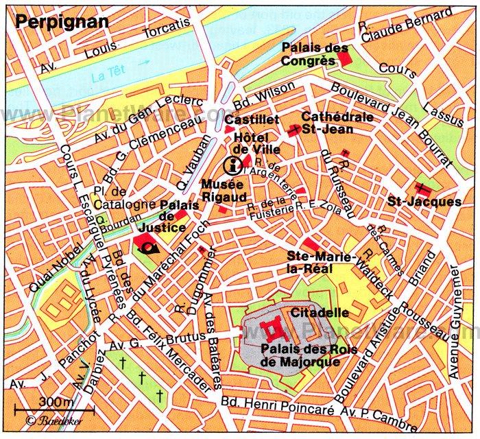 Perpignan Karte - Touristenattraktionen
