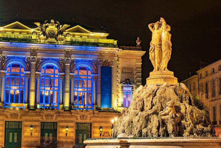 Fontäne der drei Graces und das Nationaloperhaus Montpellier