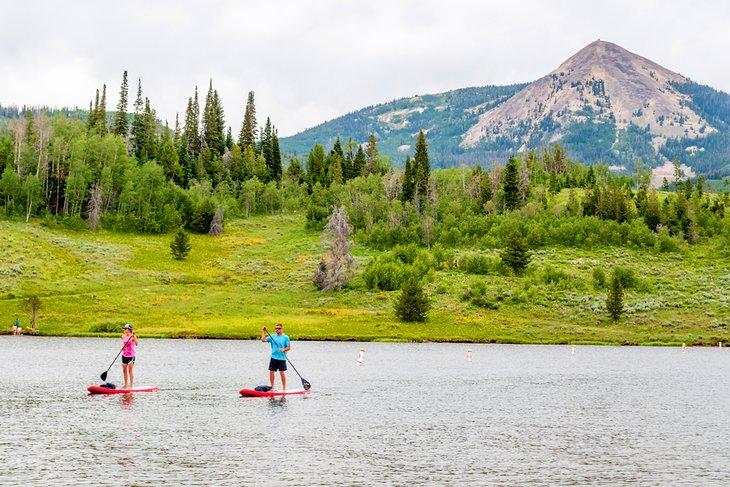 Paddleboarders on Steamboat Lake