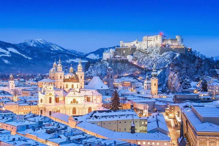 Festung Hohensalzburg und Salzburg im Winter