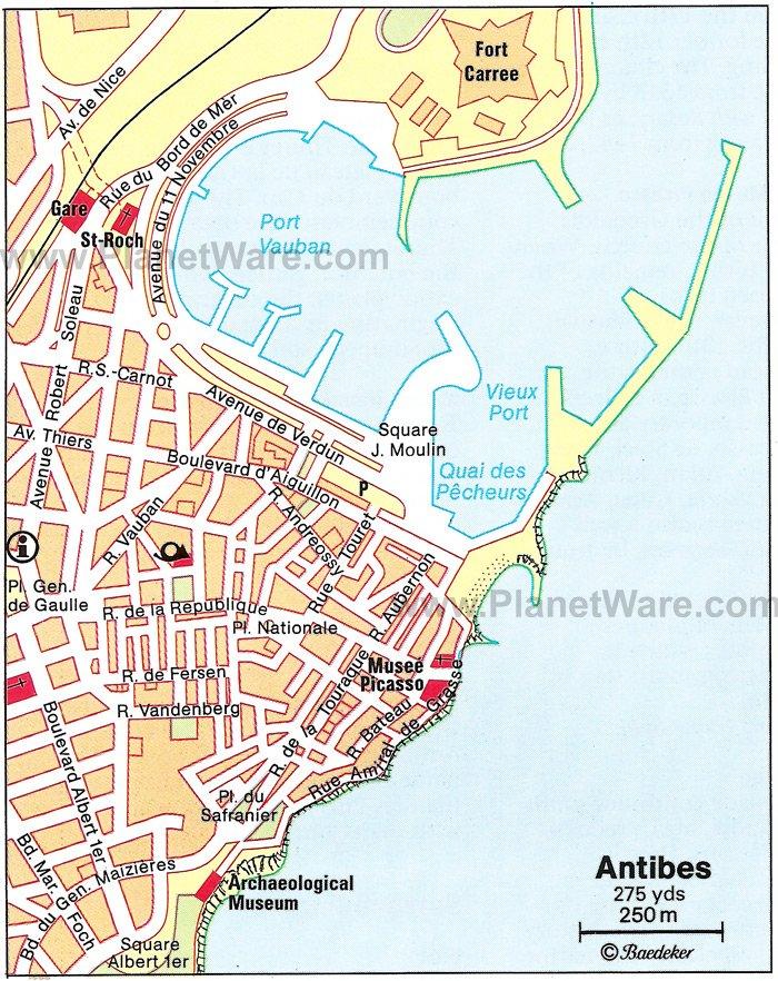Mapa de Antibes - Atracciones Turísticas