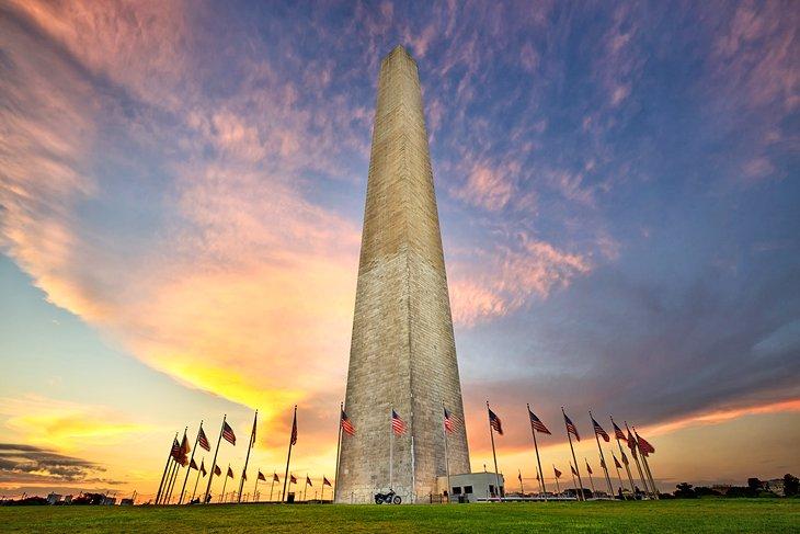 Le Monument de Washington au coucher du soleil