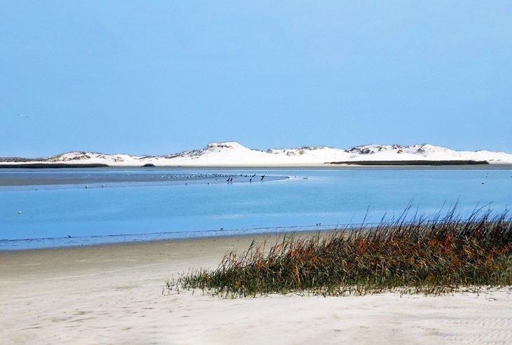 Playa y dunas de arena en el Parque Memorial Huguenot