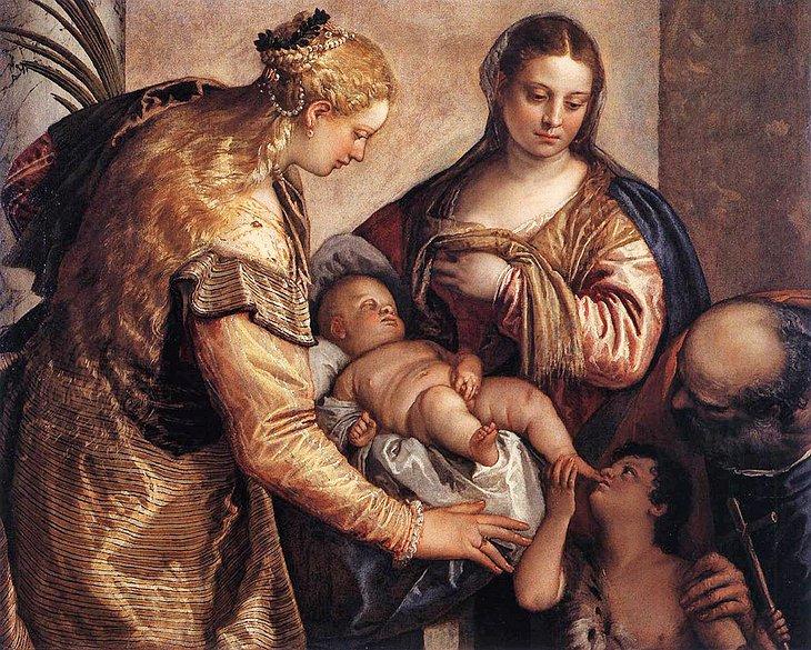 Sagrada Familia de Veronese con Santa Bárbara