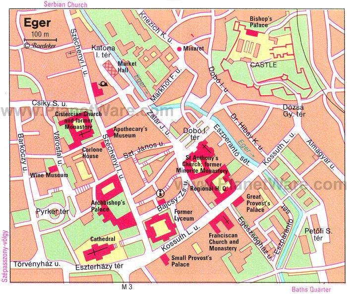 Carte d'Eger - Attractions touristiques