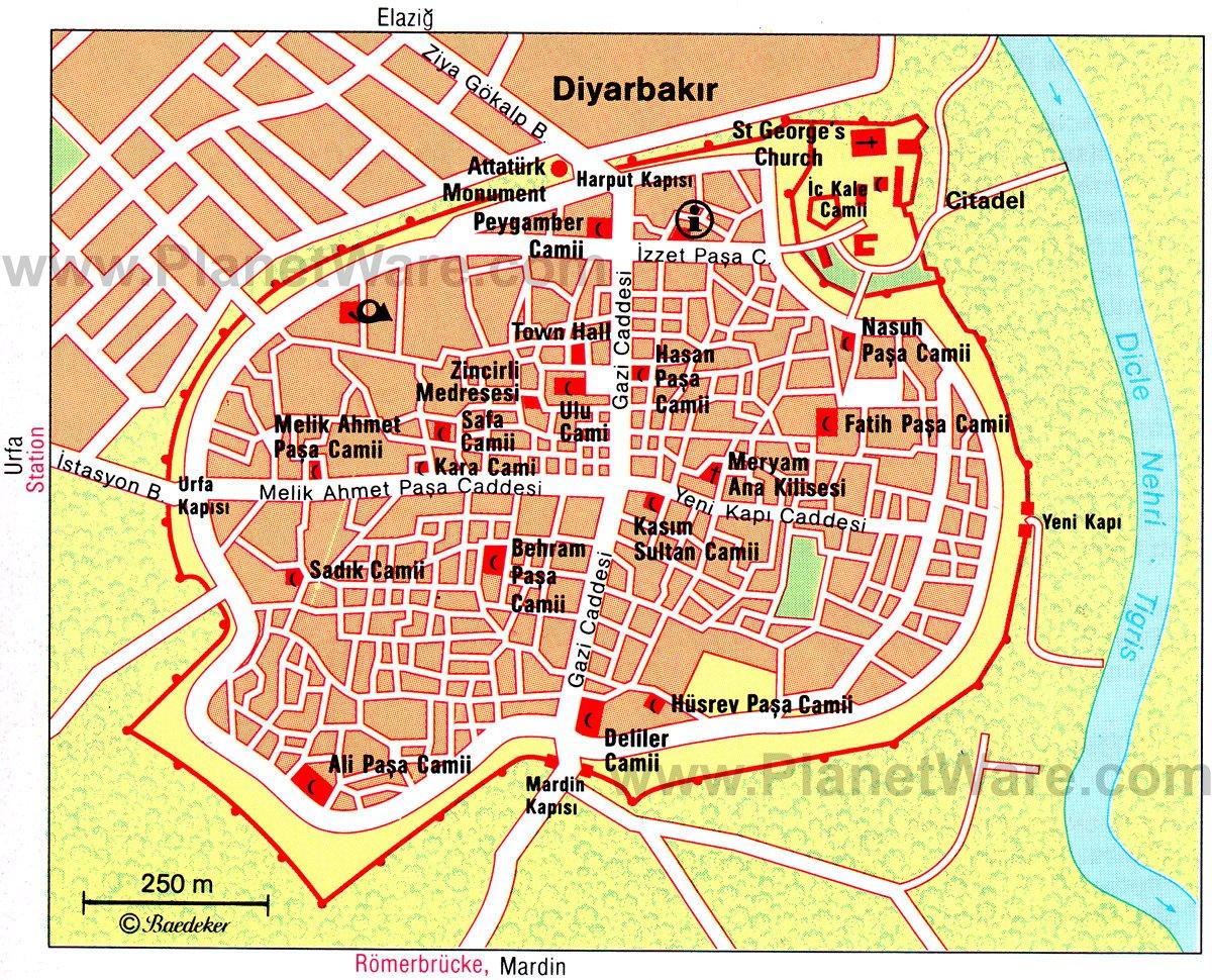 Mapa de Diyarbakir - Atracciones (Históricas)