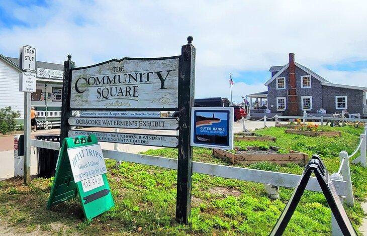 La plaza comunitaria en el pueblo de Ocracoke