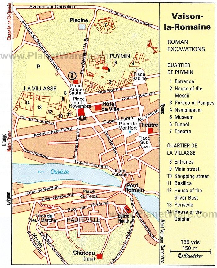 Plan de Vaison-la-Romaine - Attractions Touristiques