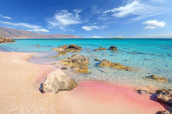 Costa de arena rosa en Playa Elafonissi