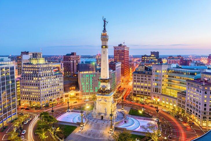 Vista del Monumento de la Plaza, Indianápolis, Indiana