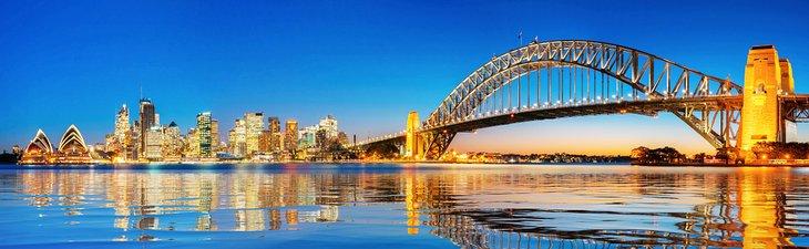 Panorama del puerto de Sídney y el puente, Nueva Gales del Sur, Australia