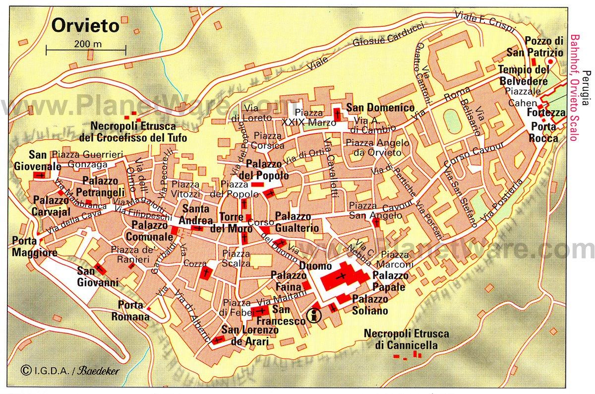 Mapa de Orvieto - Atracciones Turísticas