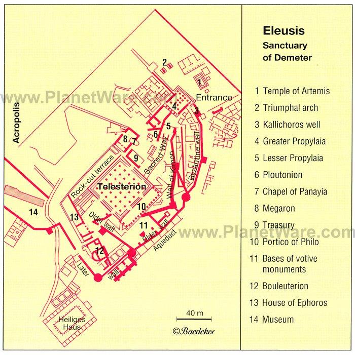 Mapa de Eleusis - Atracciones Turísticas
