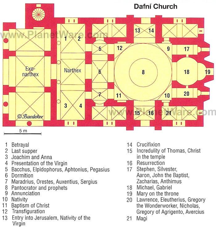 Iglesia de Dafni - Mapa del plano