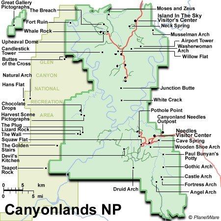 Canyonlands NP & Glen Canyon - Mapa