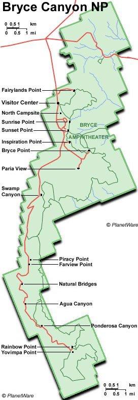 Utah - Parque Nacional Bryce Canyon - Mapa
