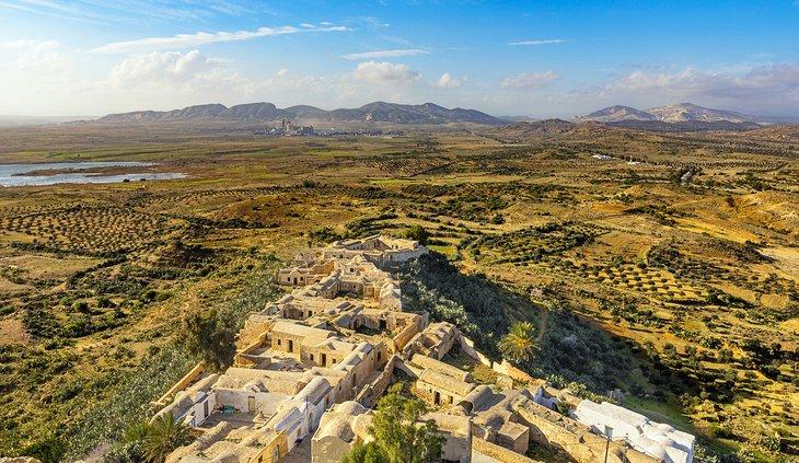 Vista aérea de la aldea de Takrouna