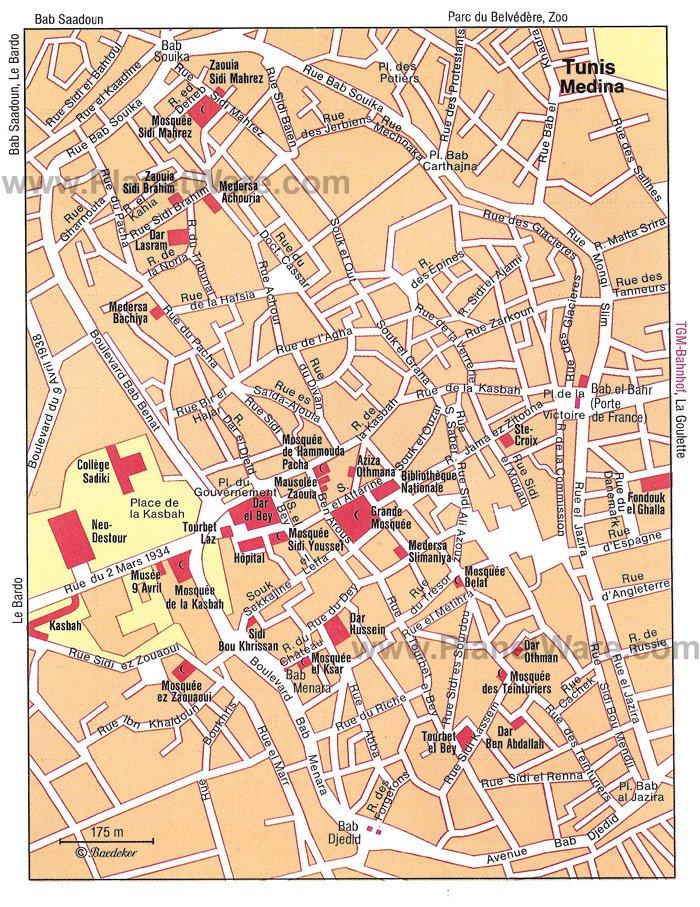 Medina de Túnez - Mapa de planta