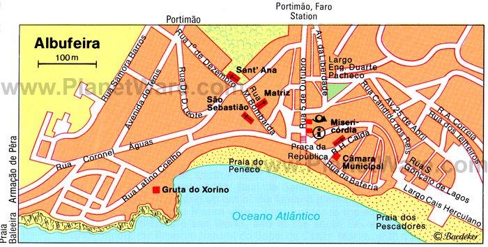 Mapa de Albufeira - Atracciones Turísticas