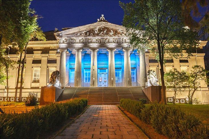 Le Musée National d'Art d'Ukraine illuminé la nuit