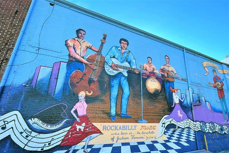Mural en el antiguo Salón de la Fama y Museo Rock-A-Billy