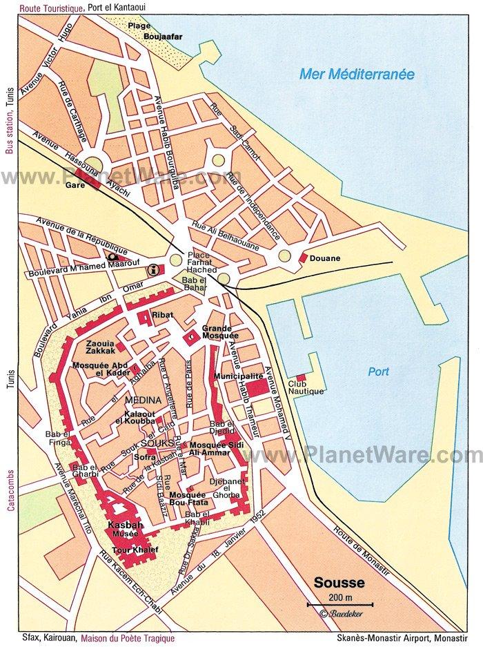 Mapa de Sousse - Atractivos Turísticos