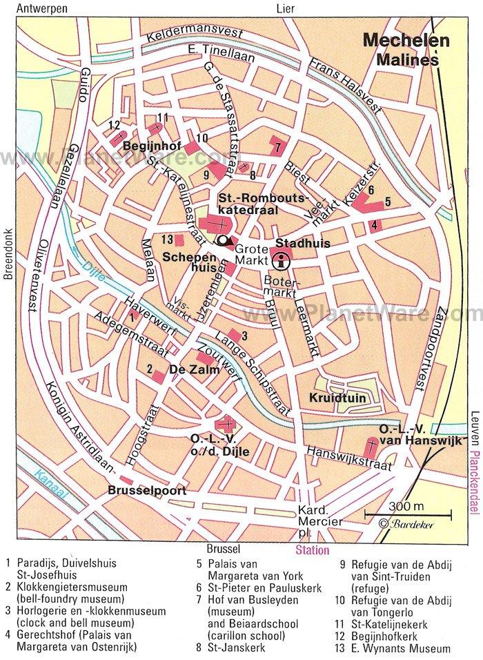 Mechelen Karte - Sehenswürdigkeiten