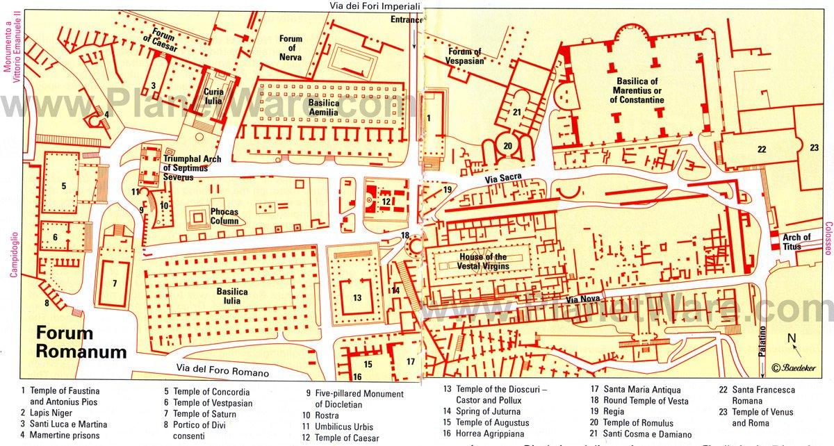 Carte historique du Forum Romanum