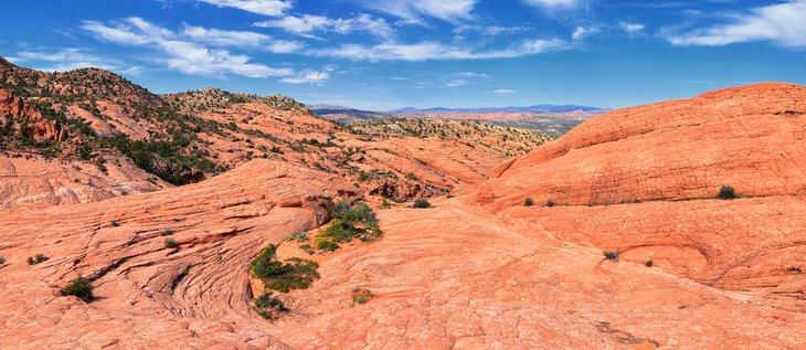 Vistas desde el sendero Lower Sand Cove hacia la formación Vortex en el Área Nacional de Conservación Red Cliffs