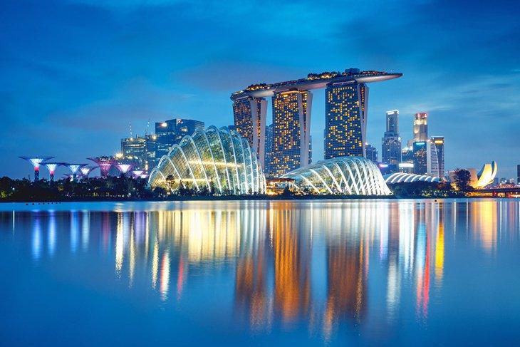 Silhouette de Singapour au crépuscule