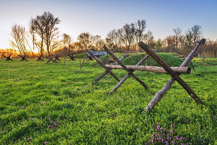 Vestiges de l'ancienne frontière tchécoslovaque dans la zone du Rideau de fer