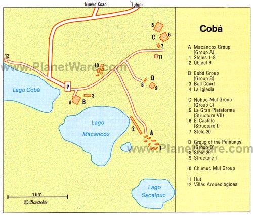 Mapa de Coba - Mapa del sitio