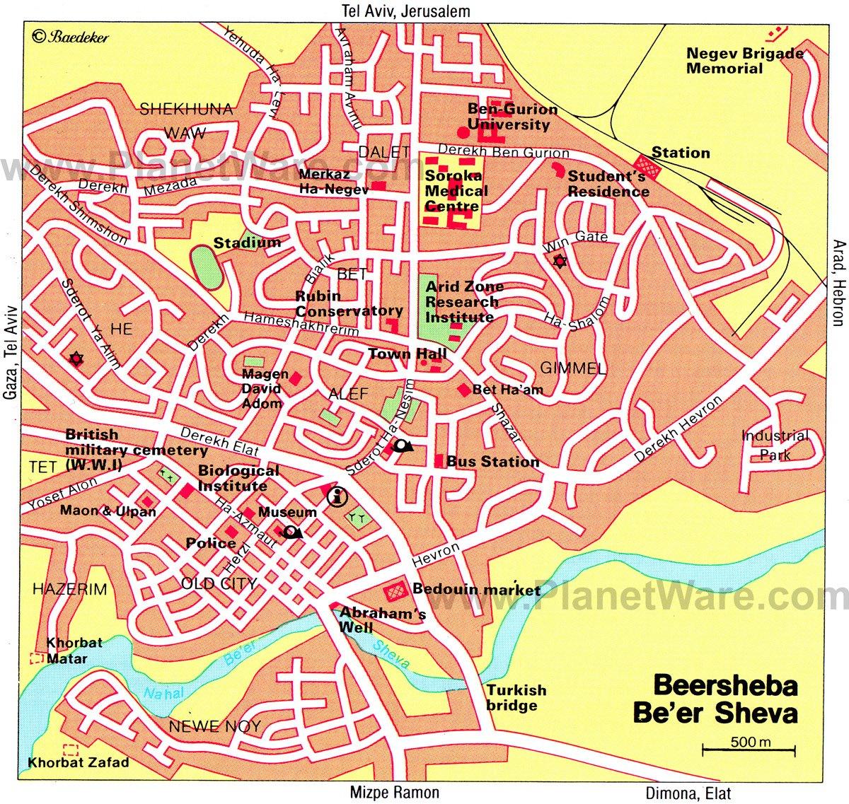 Beersheba Karte - Touristenattraktionen