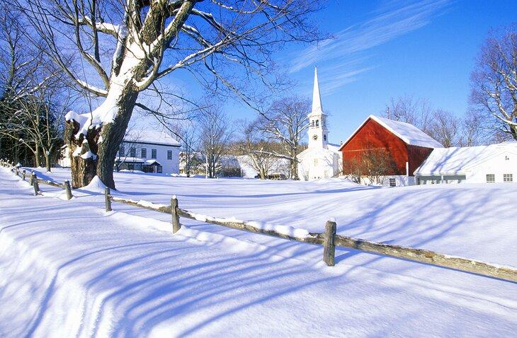 Iglesia en Peacham, VT en invierno