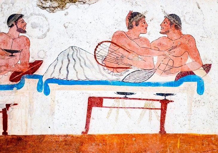 Fresco en una tumba en Paestum