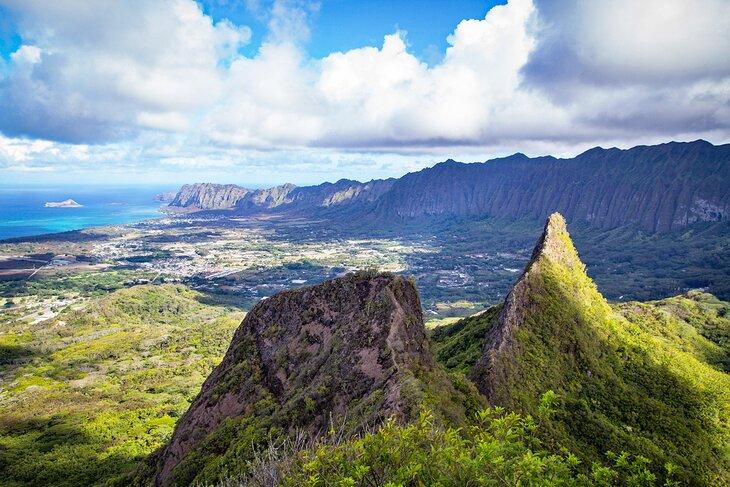 Aussicht von dem Olomana Trail