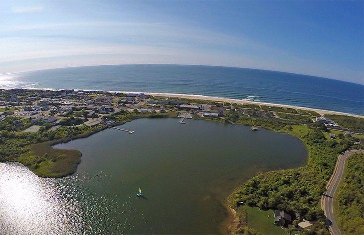 Vista aérea de Kirk Park Beach en Montauk