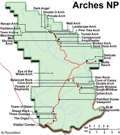Parque Nacional Arches - Mapa de diseño
