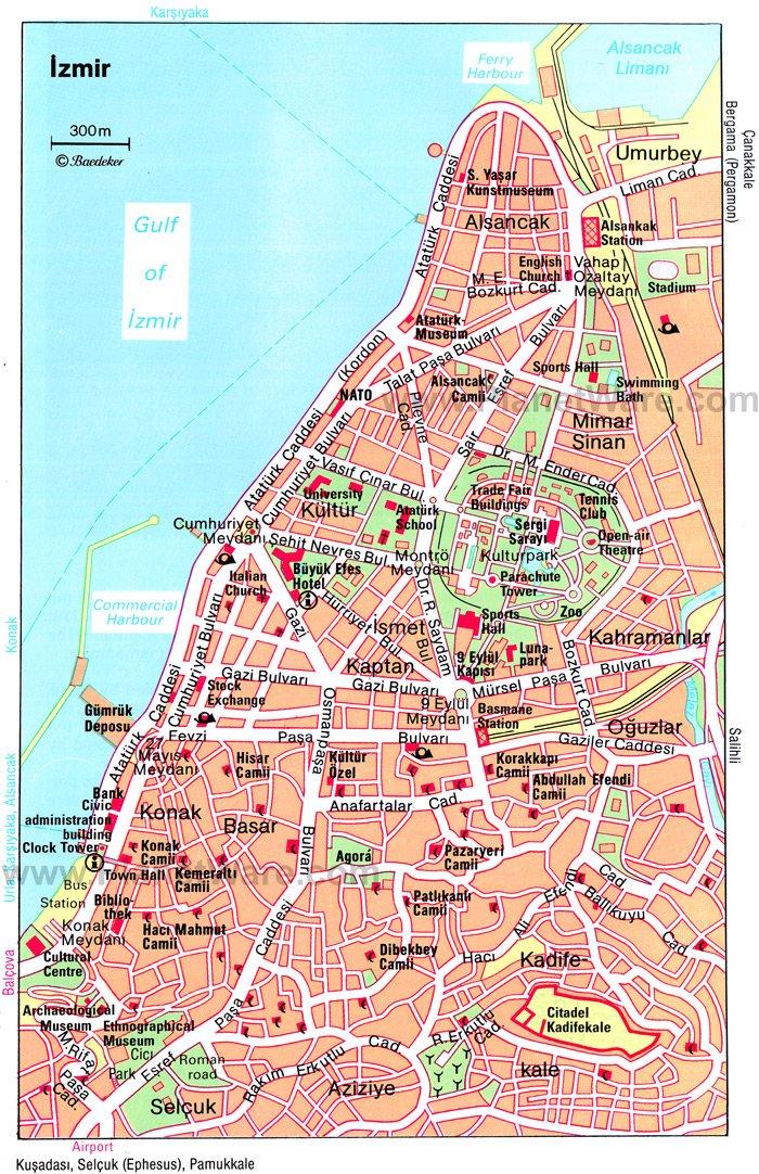Mapa de Izmir - Atracciones turísticas