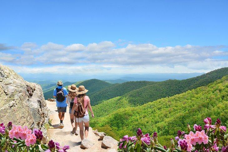 Randonneurs dans les montagnes près d'Asheville
