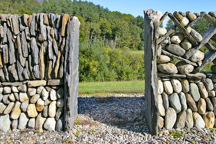Muro de piedras secas en Scott Farm