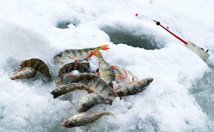 Pêcheur à un trou de pêche