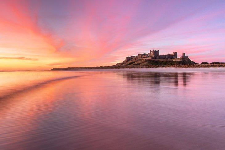 Bamburgh Castle at sunset
