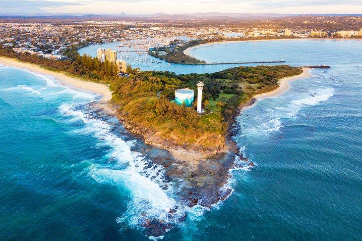 Vista aérea del Faro de Point Cartwright y Mooloolaba