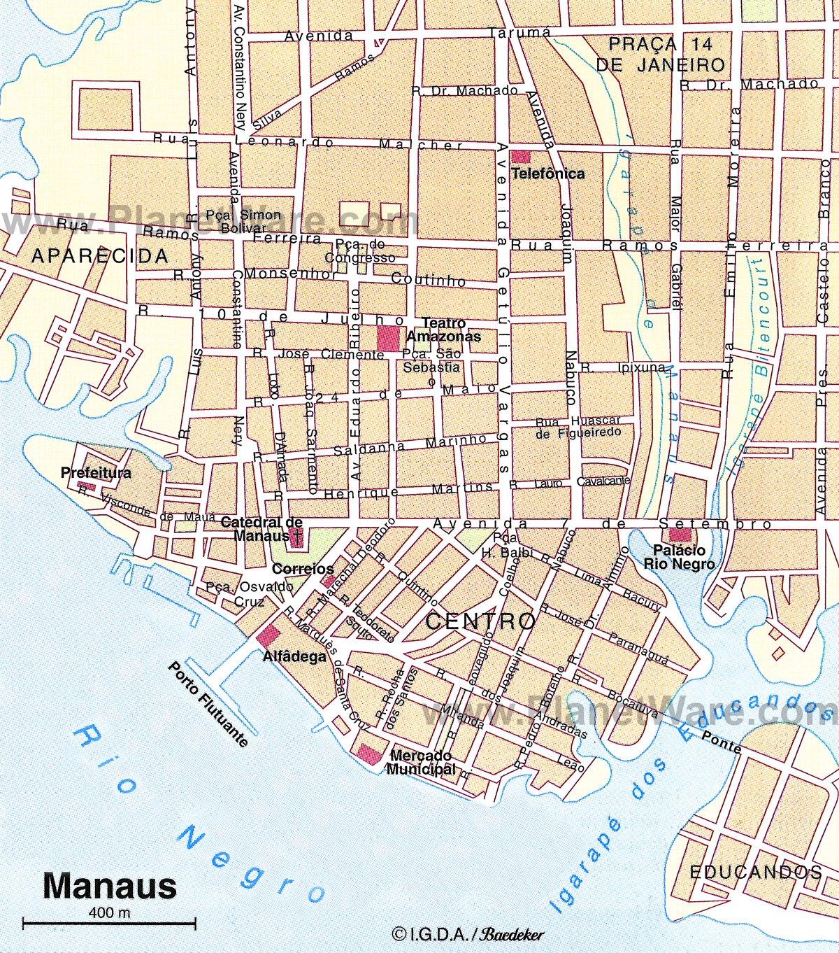 Mapa de Manaus - Atracciones Turísticas